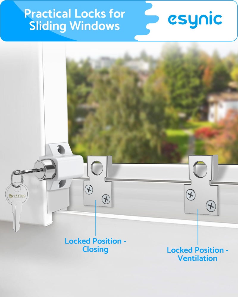 eSynic 2-Pack Heavy Duty Sliding Door & Window Locks with Keys - Universal Fit Zinc Alloy Security Lock for Patio/French Doors, Dual Installation (Punch/Non-Punch) - Weatherproof Home Safety Set - Image 5